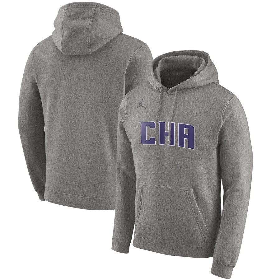 NBA Charlotte Hornets Jordan Brand 201920 City Edition Club Pullover Hoodie Heather Gray->charlotte hornets->NBA Jersey